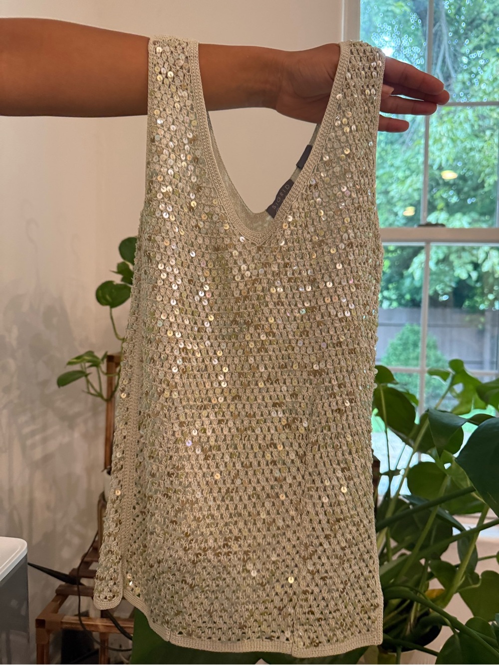 Sequin Knit Tank Top - Ivory Sparkle